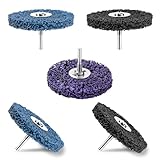 NUTKIT 5 Stück Csd Scheibe, 100mm Grobreinigungsscheibe für Winkelschleifer, Schleifscheiben, Reinigungsscheibe Set zum Oberflächenbearbeitung, Metall, Edelstahl, Farbe, Rost(2 Schwarz/2 Blau/1 Lila)