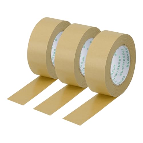 PATIKIL 1.8' X 55 Yardas Cinta De Embalaje Marrón 3 Rollos Cinta Kraft Resistente Cinta Engomada De Papel Para Sellado De Cajas De Cartón Envíos Mudanzas Enmascarado