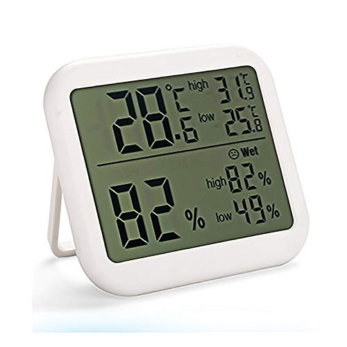 JulySeeYouz Digital Thermometer Hygrometer, Room Thermometer Indoor Temperature Humidity Meter with Large Screen Max/Min Records for Room, Home, Office