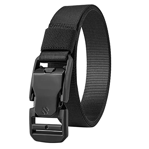 1 Inch Wide Nylon Belts for Men Quick Release Magnetic Buckle Lightweight Skinny Webbing Golf Belt