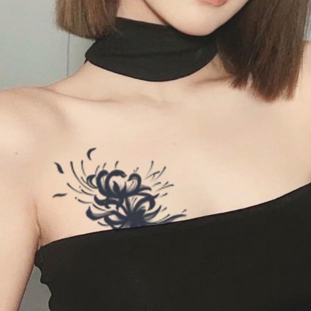 2 Pieces Of Red Spider Lily Tattoo Stickers Waterproof Long