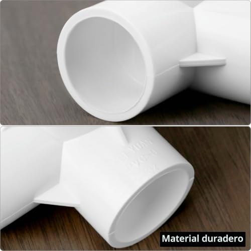Miniatura 5 de Qwork 10 Pcs Accesorios De Tubería De 3 Vías, 32mm De Diámetro Interior Blanco , Conectores De Esquina De Tubería De Plástico Pvc