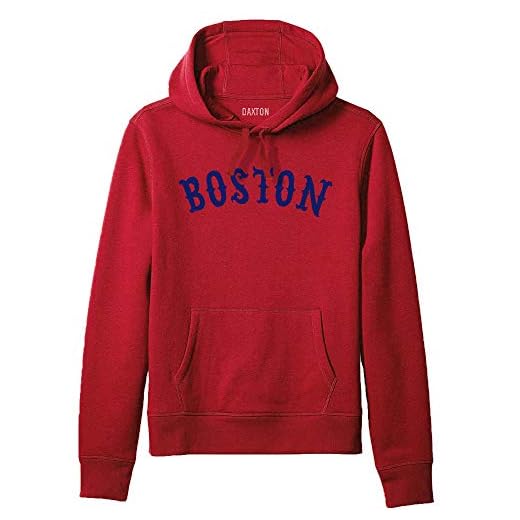 Daxton Adult Unisex Pullover USA Cities States Comfort Hoodie Fleece Sweatshirt, Boston Red Navy, Medium