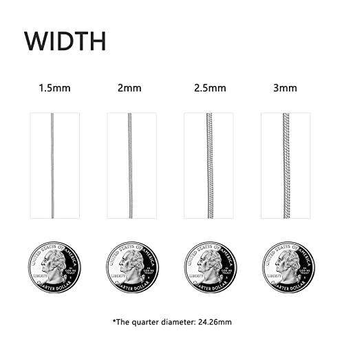 Cekama Snake Chain Sterling Silver 925 For Men 24 Inch Silver Snake Chain Necklace 1Mm Round Sterling Silver Chain For Women #TOP4