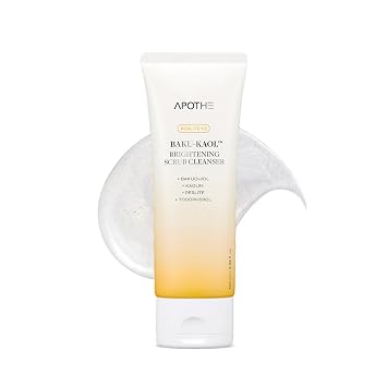 APOTHE Baku-Kaol Brightening Scrub Cleanser with Perlite, Kaolin & Bakuchiol Gentle Exfoliating Face Wash for Radiant Skin, 3.38 fl oz 100 mL