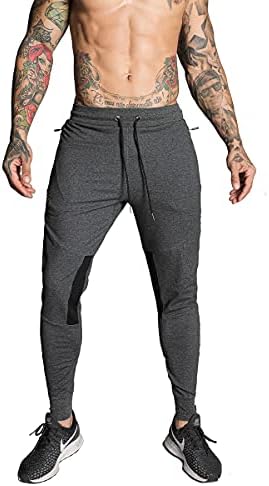 FIRSTGYM Mens Joggers Sweatpants Slim Fit Athletic Workout Pants Dark Grey