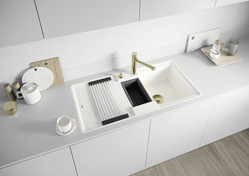 BLANCO ADIRA 6 S-F | Granitspüle aus SILGRANIT schwarz | Einbauart: Flächenbündig | reversibel | für 60 cm breite Unterschränke | Großes Becken | Reinigungsfreundliche Öberfläche