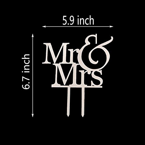 Mr And Mrs Cake Topper, Bride And Groom Sign Wedding Engagement Cake Toppers Decorations (Mirror Silver Acrylic) #TOP1