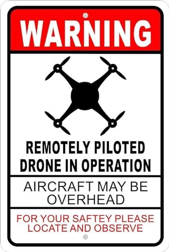 Metal Sign Warning Drone in Operation Aircraft Overhead Signs Warning Traffic Road Street Caution Sign Safety Sign Indoor or Outdoor Signs for Home Office Work 6