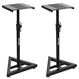  Soportes de Suelo para Altavoces - Neo SM1 Pareja - Altura hasta 130cm - Soporta 45kg - Soporte para Monitores de Estudio - Almohadillas Antideslizantes - Base Superior 23 x 23cm - Audibax