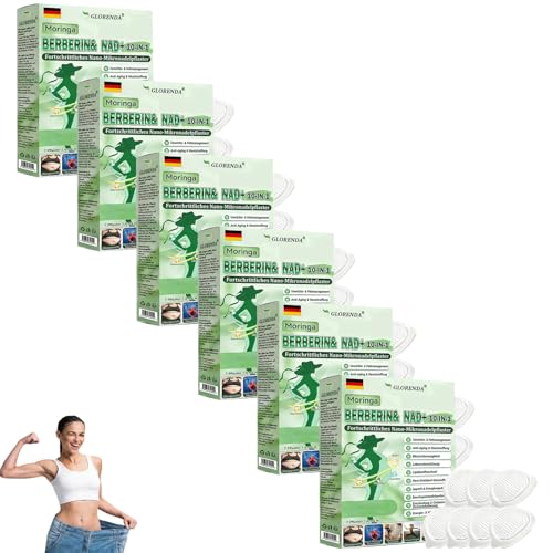 GLORENDA Moringa NAD+ 10-in-1 Nano Patch 2026 Neu Abnehmpflaster GLORENDA Moringa Pflaster Natürliche Nano-Mikronadelpfaster für Männer und Frauen (6 Stück)