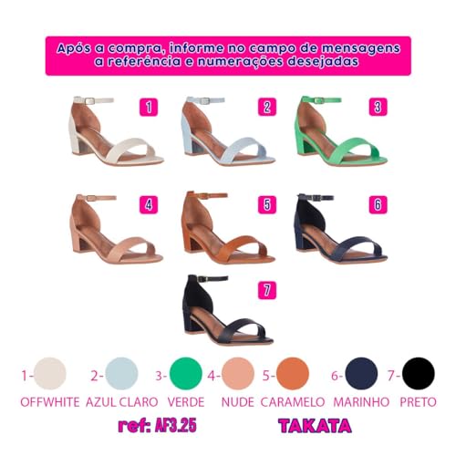 Sandalia Feminia Salto Baixo Grosso Bloco Confort Confortavel - A3.25 (Preto, BR, Adulto, Numérico,