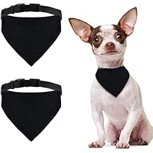Sublimation Dog Bandanas, 2 Pieces Adjustable Sublimation Dog Bandana with Removable Collar Black Bandana Bibs for DIY for Small Medium Dogs, M