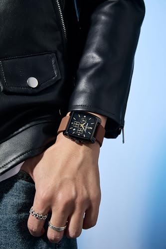 Image of Daniel Hechter Paris Alma Collection Watch for Men Premium Chronograph Watch Black Square Dial Silicone Strap, Multi-Function, Date Display Luxury