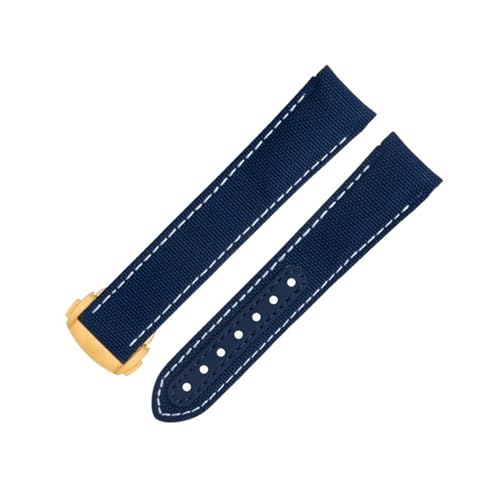 Bracelet de montre 20mm nylon bleu blanc pour Omega Speedmaster Planet Ocean