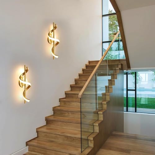 Image of Groeien Pack of 2 | Modern 3 Color LED Wall Sconce Spiral Glow Wall Light for Bedroom Living Room Corridor Lighting Fixtures Wall Mount(Warm+Natural+Coolwhite)(Spiral Glow, 2)