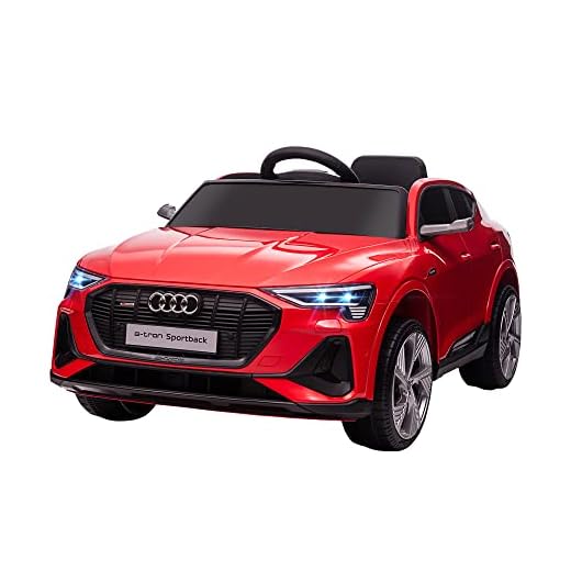 HOMCOM Macchina Elettrica per Bambini 12V Audi E-tron con Doppio Motore, Telecomando e Batteria Ricaricabile, Velocità 3-5km/h, Luci LED e Musica, Rosso
