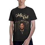 Men's American Rapper Jelly Theme Roll T Shirt, Crew Neck Short Sleeve T-Shirts for Man, Breathable Shirts, Cotton Tees Tops, Stylish Custom Apparel 3X-Large Black