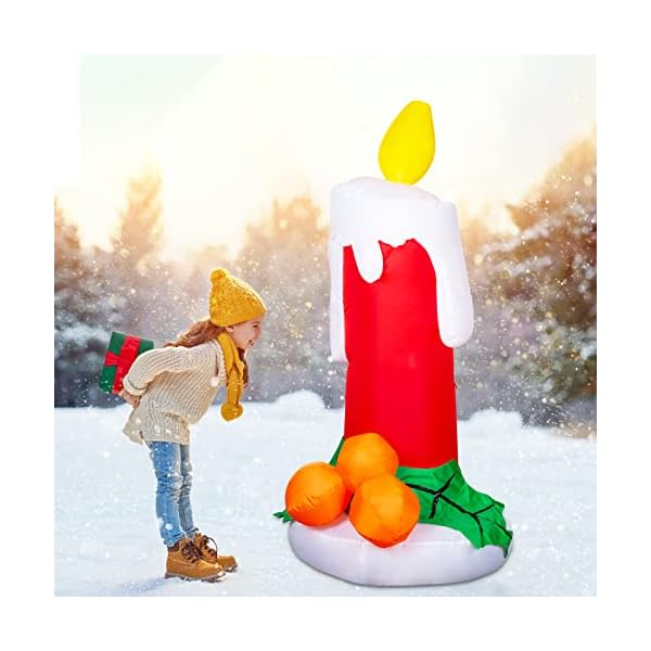 GOOSH Weihnachtskerze, aufblasbar, für den Außenbereich, 1,8 m hoch, mit LED-Lichtern, für Urlaub, Weihnachten, Party… – Bild 5