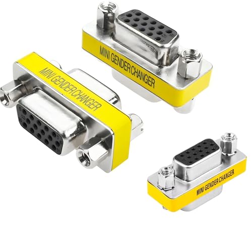 Image of VGA SVGA HD15 Female to Female Mini Gender Changer Coupler Adapter (3 Pieces) VGA F /F