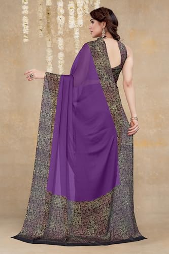 Image of MIRCHI FASHION Saree for Woman Chiffon Geometric and Leaf Printed | Lightweight Daily Regular Use Comfortable Women's Sari with Blouse Piece (Available in 15 Designs)
