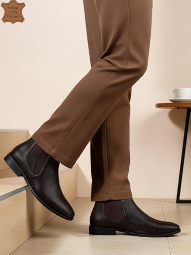 Image of Carlton London Men's Classic Slip-On Ankle Chelsea Leather's Boot with Elastic Gussets