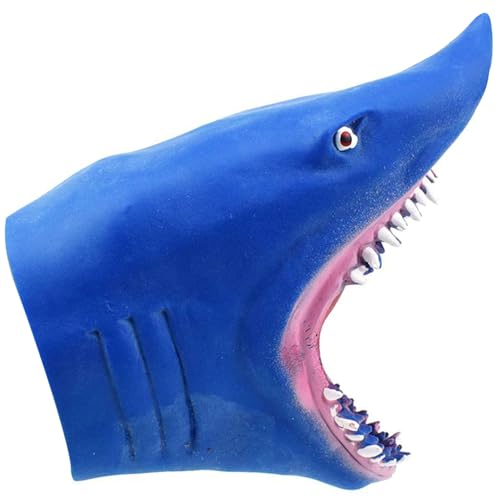 Yeaxxsqy Marioneta de tiburón Realista y Aterrador, Marionetas de Mano de Animales de Goma Suave y Azul con Dientes Afilados para niños Adultos, Broma para Contar Cuentos en el jardín de Infantes