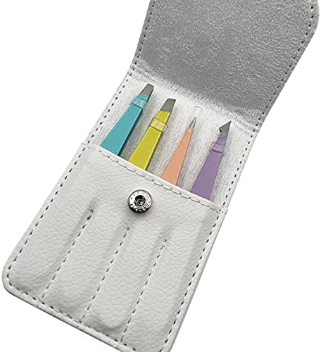 Smukdoo Professional Tweezers for Eyebrows,4 Pcs Eyebrow Tweezers Set for Ingrown Hair Removal Eyelash Extension Eyebrows Plucking Tweezers(Multi-Colored)