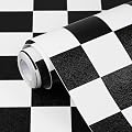 Qianglive Black and White Contact Paper Mosaic Checkered Peel and Stick Wallpaper Lattice Self Adhesive Waterproof Vinyl Roll for Bathroom Kitchen Backsplash Cabinets Shelf Liners Drawers 17.3"x80"