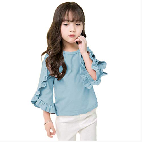 Image of Colorful Childhood Little Girls Ruffle Bat T Shirt Autumn Princess Girl Blouses Spring Tops