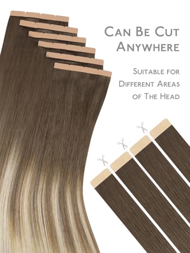 Image of WENNALIFE 3.15 inch Wide Tape in Hair Extensions Human Hair, Tape in Weft