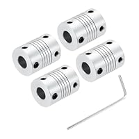 QUARKZMAN 4 Stück Flexible Kupplungen 6.35mm bis 8mm Aluminium Wellenkupplung L25xD19mm Klauenkupplung Schrittmotor Gelenkverbinder für 3D Drucker CNC Maschine DIY Encoder Motorwelle Silber