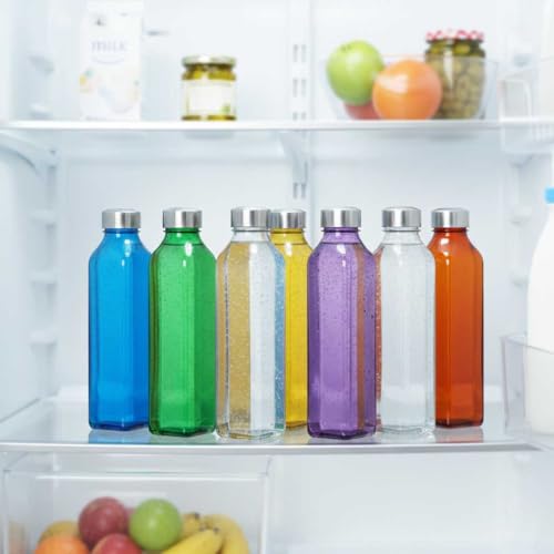 Image of RED WIND Unbreakable 1 Litre Square Edge Water Bottles | Pack of 3 | Multicolor | Leakproof Screw Cap | BPA-Free | Bottles for Fridge, Home, Office, School and Travel