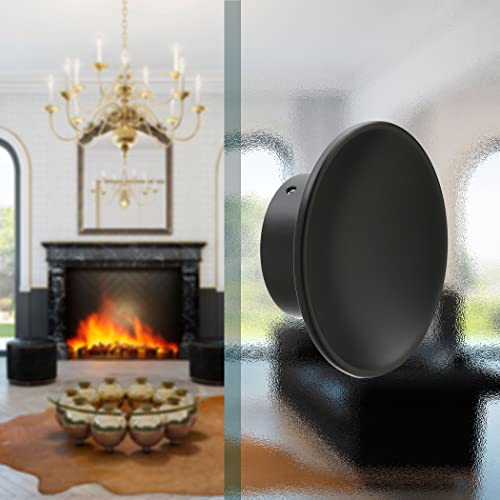 Image of LAPO Premium Zinc Pull Push Handle, 4 Inch Modern Round Shape Door Handle for Home & Office Entrance, Compatible with Wooden & Glass Doors, DIY Installation Black Finish- Pack of 1