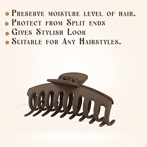 Image of Bakefy-2+2 Extra Rectangle Hair Clips for Women Girls, 3.5'' Non Slip Hair Claw Clips for Thin Hair and Thick Hair, Hair Clip Square Hair Jaw Clips, Hair Clamps Strong Hold Clips for Hair (Neutral Color)