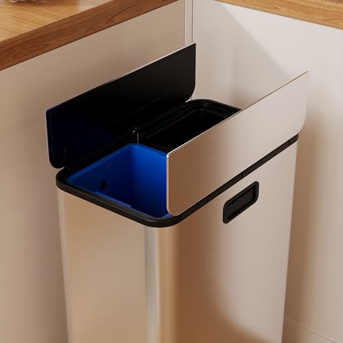 Caneca de basura doble 15 gal con pedal y cubetas extraíbles miniatura 7