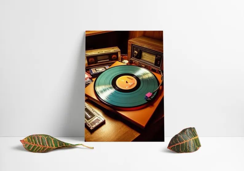 Miniatura 4 de Arte de pared de tocadiscos vintage, impresión de póster de vinilo retro, sin marco, regalos para amantes de la música y entusiastas de la época (24