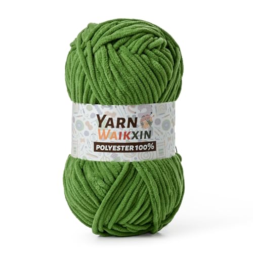 Image of Soft Chenille Yarn for Crocheting, Fluffy Chunky Crochet Yarn for Baby Blanket, (1.76oz /65.6yds) Fuzzy Velvet Yarn for Amigurumi&DIY Puzzle、Crafts、Scarf(Army Green)