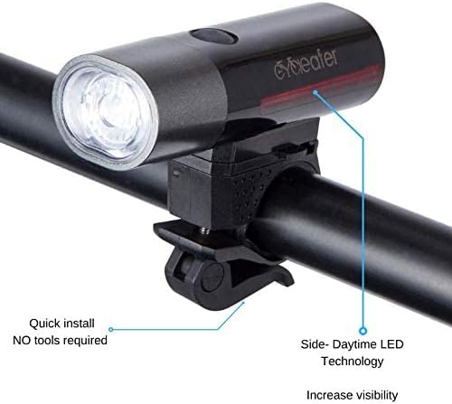 Cycleafer® LED Bike Lights - Rechargeable, Water Resistance, Headlight & Taillight for Ultimate Safety - Bike Light Set for Road, Mountain & City Bikes.