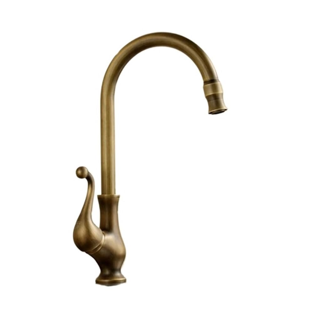 Robinet de lavabo rétro en laiton antique style européen avec mitigeur eau chaude et froide
