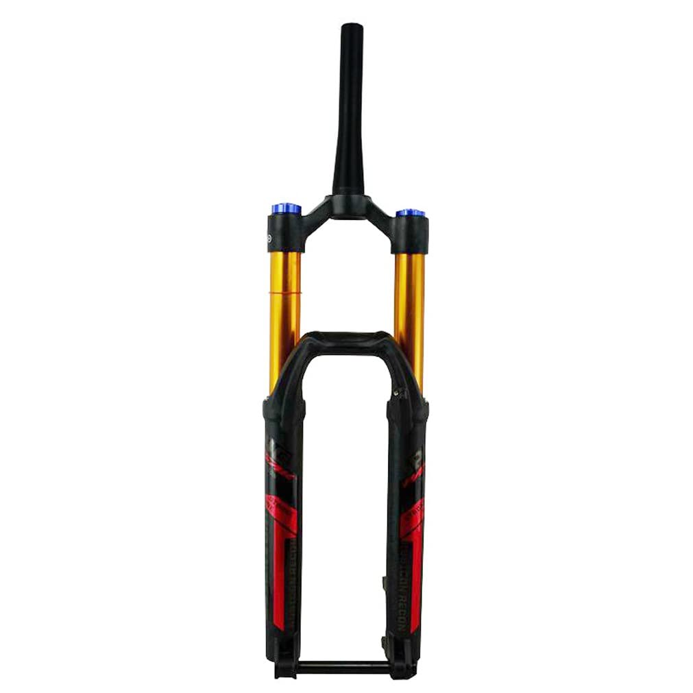 WIQUYBML DH Mountain Bike Suspension Fork Downhill 26 27.5 29 Inch Travel 165mm Air 1-1/2 Tapered Bicycle Front Thru Axle Damping Adjustable (Color : Red, Size 26'')