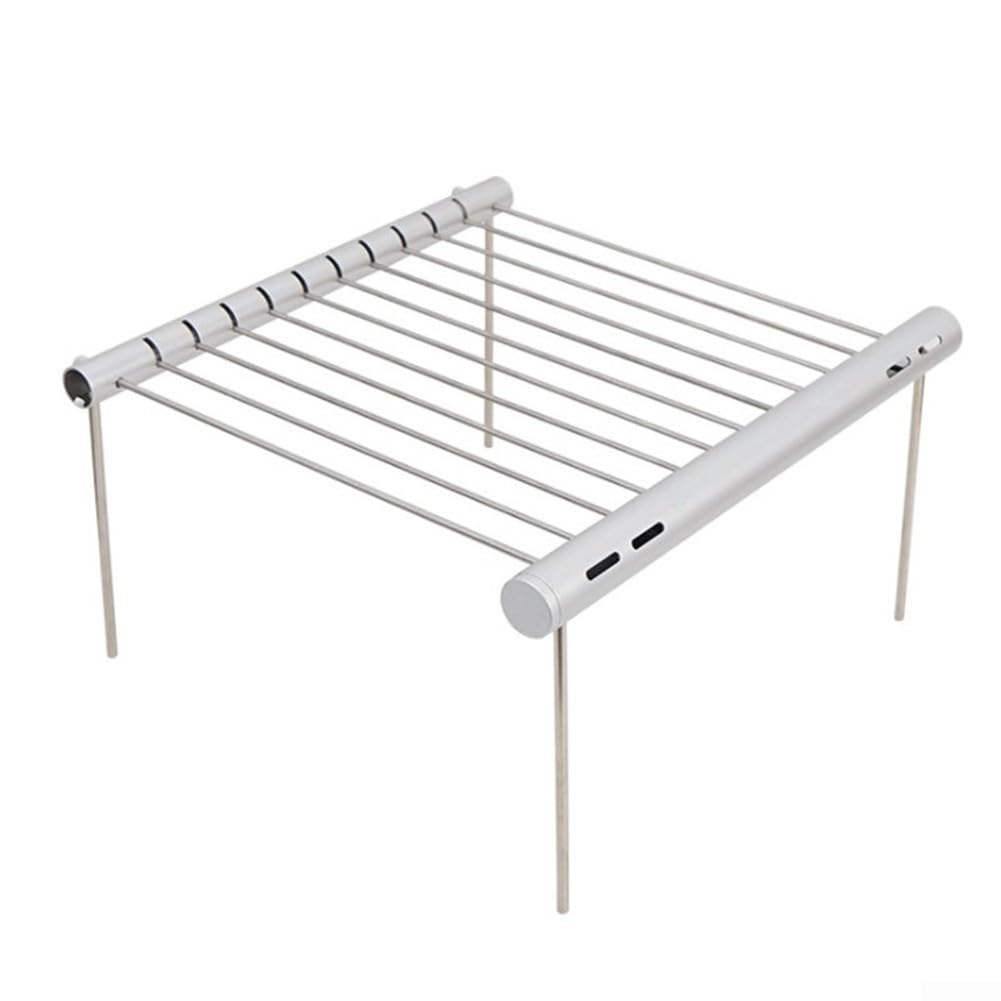 Griglia pieghevole per falò portatile in acciaio inossidabile 304 Griglia per barbecue con supporto staccabile Installazione rapida Rack di cottura del fuoco all'aperto campeggio cortile feste in