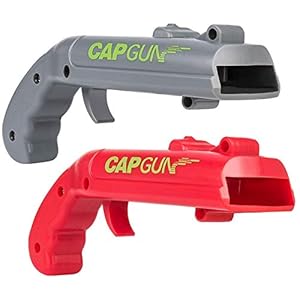 MAEXUS Cap Gun Flessenopener, pistool, bierflesopener, creatieve wijnflesopener, bieropener, pistool, cap, pistool voor thuis, bar, feest, drinken en spel, schiet van 5 meter (rood en grijs)