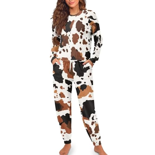 Image of Women's Pajamas Set Soft 2 Piece Loungewear Long Sleeve Pj Set Matching Sleepwear with Pockets for Women Plus Size