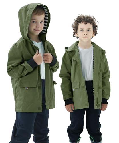 Image of Hiheart Boys Girls Waterproof Hooded Jackets Cotton Lined Rain Jackets