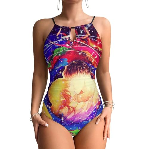 Couple maillots de bain une pièce femme contrôle ventre monokini beachwear confortable