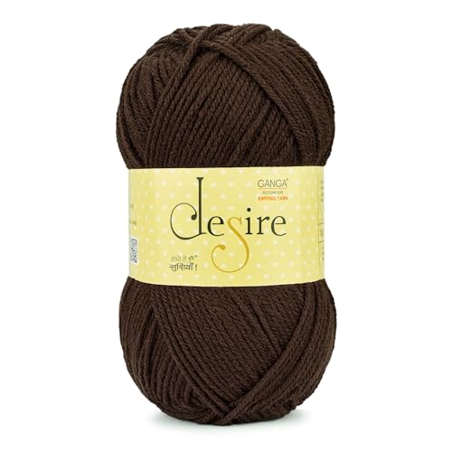 Image of Ganga Acrowools Acrylic Desire Hand Knitting and Crochet Yarn. Pack of 1 Ball - 100Gms. Shade No - (DIS045)
