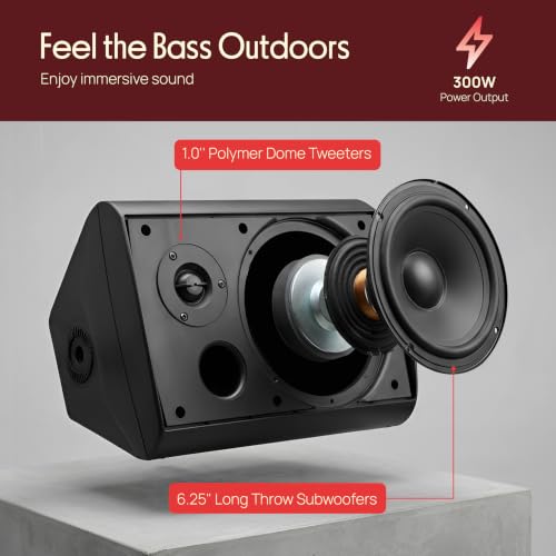 Image of Pyle Wall Mount Waterproof Bluetooth Speaker System -Indoor /Outdoor Audio Pair with Built-in Digital Amplifier,Weather-Resistant Housing,High-Power Sound,Easy Installation(Black), 6.5 Inch(Pack of 2)