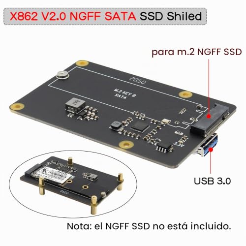 Expansión M.2 SATA SSD X862 V2.0 acelera el arranque y protege datos en Raspberry Pi 4 3
