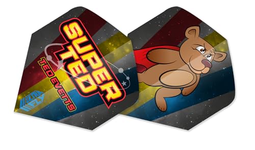 Unicorn Ultrafly Dart Flights | Ted 'Super Ted' Evetts Caped Bear Design | Big Wing Shape | Durable 100 Micron Polyester PET | Set of 3